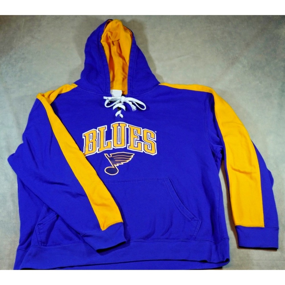 St Louis Blues Hoodie Mens XL Blue NHL Hockey Lace Up Pullover Sweatshirt
